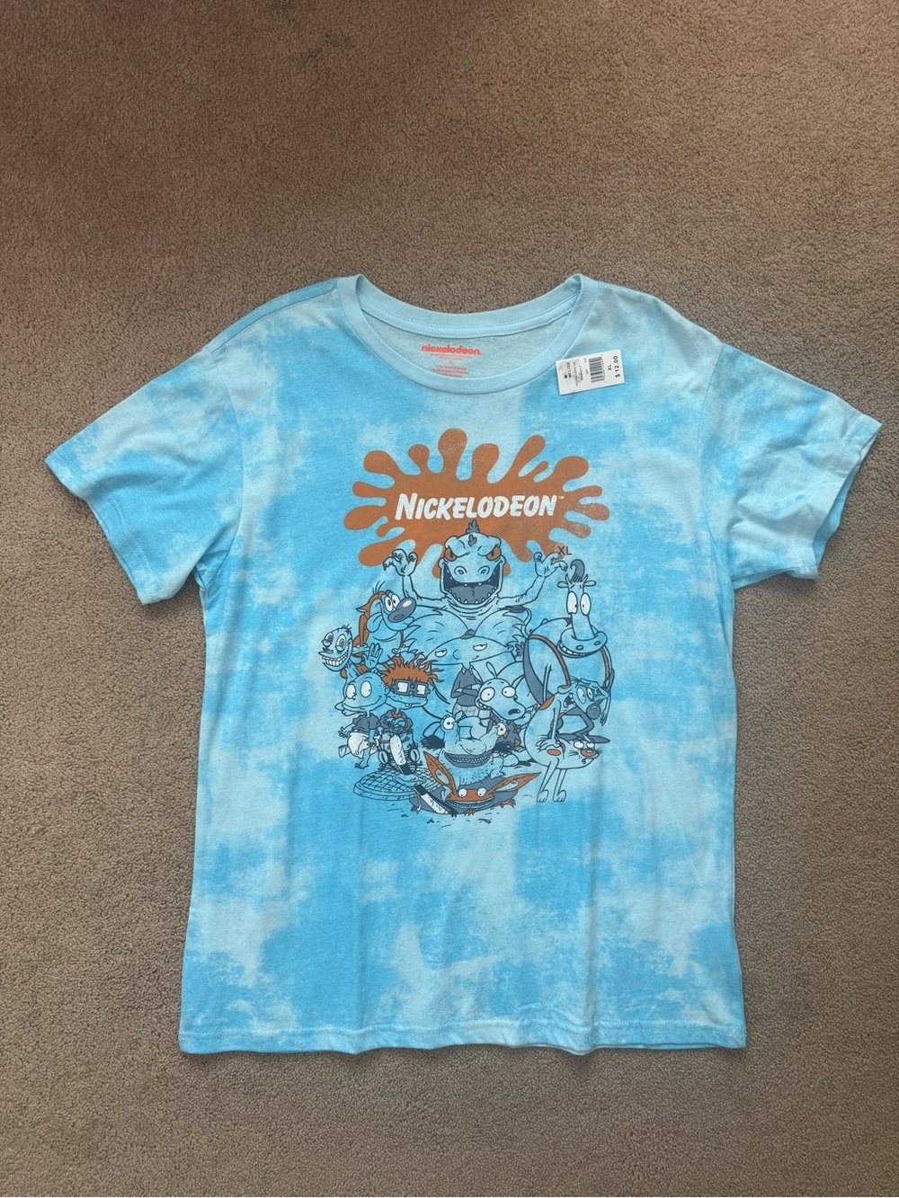 Nickelodeon Blue Tie-Dye Tee with Orange Logo